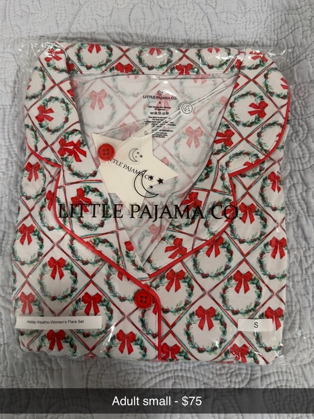 Women’s Holiday Wreath Pajama Set - Red & White